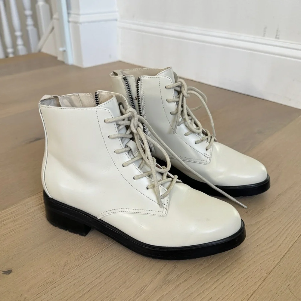 Everlane off-white moto combat boots - Picture 1 of 6